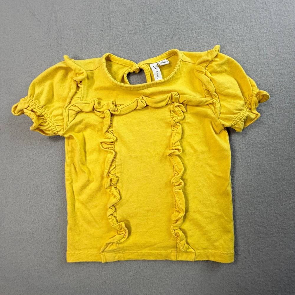 Janie and Jack Ruffle Top Girls 3 Sunny Yellow Short Sleeve Cotton Toddler